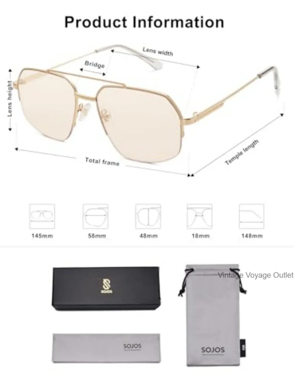 Semi-Rimless Aviator Sunglasses for Women Metal Frame UV400 PC Lenses